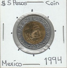 Mexico: $ 5 Pesos Coin Year 1994.