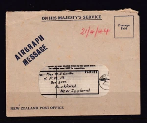 NZ 1944 WWII COVER O.H.M.S AIRGRAPH MESSAGE WITH INSERT #C1263 - Picture 1 of 2