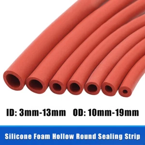 Striscia di tenuta in schiuma di silicone tubo tondo cavo strisce impermeabili rosso ID 3mm-13mm - Foto 1 di 14