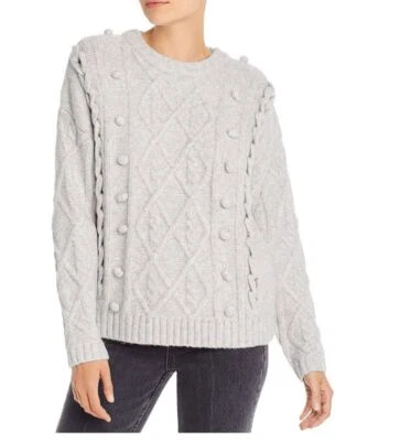 Suéter Jersey Line & Dot Mila Cable Tejido Pom Pom Mezcla Lana Gris Talla Pequeña Foto 1 de 4