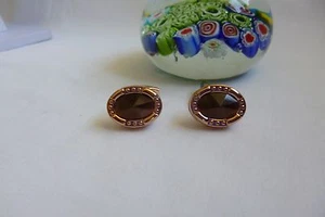Silver tone alloy luxury style opal oval shape Cufflink size: 15x21mm Rose - Picture 1 of 7