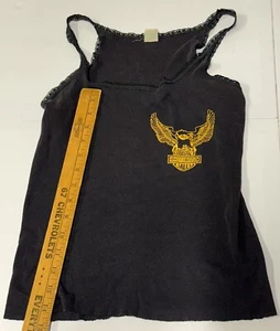 1980’s Women’s Coastal Sales Harley Davidson Lace Tank Top Eagle M - Picture 1 of 5