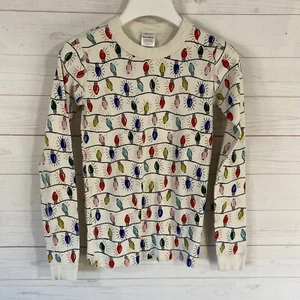 Hanna Andersson Girls Christmas Lights Sleep Top Sz 12 Organic Cotton - Picture 1 of 5