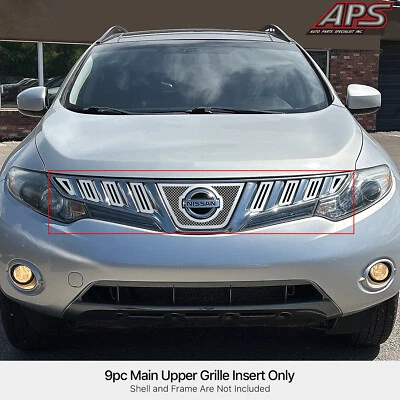 Inserto de rejilla de malla cromada de acero inoxidable superior principal para Nissan Murano 2009-2010 Foto 1 de 4