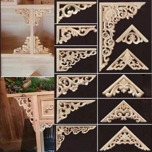 Unique Wood Carved Crafts Corner Appliques Frame  Wall Door Decoration - Afbeelding 1 van 21