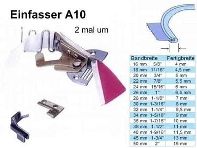 DRITTANBIETER Einfasser Bandeinfasser A10 für Band 50 mm zu Fertigbreite 16 mm - made in Asien