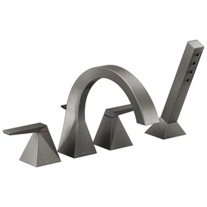 Delta Faucet T4746-KS-PR Trillian Deck-Mount with Diverter Lumicoat Black Sta... - Picture 1 of 3
