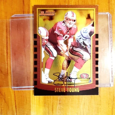 2000 Bowman Gold #88 Steve Young sn #'d 28 /99 Red Football SP Parallel  - Image 1 of 3