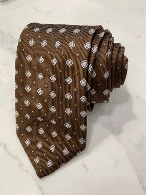 Corbata John W Nordstrom 100 % seda importada 60 x 3,5 marrón Repp foulard hecha en EE. UU. Foto 1 de 4