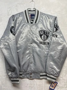 NBA Brooklyn Nets Men's Satin Bomber Jacket JH Designs NWT Size XS Basketball - Picture 1 of 10