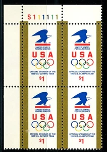 USPS $1 Eagle & Olympic Rings MNH Plate Block of 4 S111111 Scott 2539 Upper Left - Picture 1 of 2