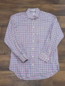 Peter Millar Button Down Shirt Men's Size Medium White Plaid Nanoluxe Easy Care - Picture 1 of 7