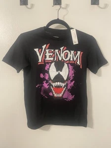 NWT Venom Marvel Symbiote Anti-hero Boys Size M- 8 Black Short Sleeve T-shirt - Picture 1 of 8