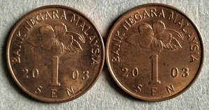 Malaysia 2003 1 sen coin 2 pcs - Picture 1 of 2