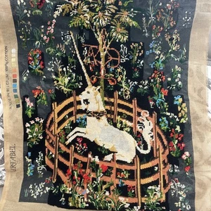 Vintage Einhorn in Gefangenschaft Wandteppich unvollendet La Licorne Harry Potter - Bild 1 von 13