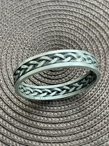 Vintage Jørgen Jensen Pewter Braided Chain Bangle Bracelet MCM Danish Design - Picture 1 of 5
