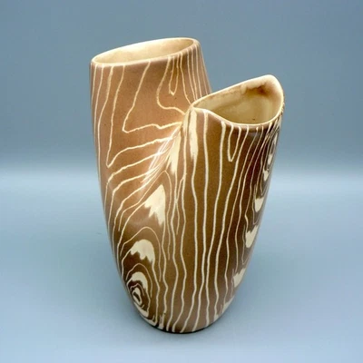 BESWICK TWIN NECK VASE #1457 WOOD GRAIN MID-CENTURY ALBERT HALLAM JIM HAYWARD A1 - Image 1 of 4