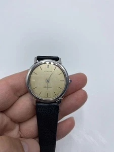 Corum Automatic Gold Dial Watch 33mm Stainless Black Strap Vintage Crown Stone - Picture 1 of 12