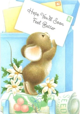 Get Well Soon Wishes Brown Mouse Mailbox Artist Sifers Hallmark Greeting Card - Image 1 of 3