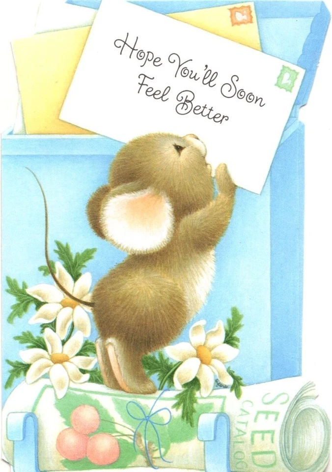 Get Well Soon Wishes Brown Mouse Mailbox Artist Sifers Hallmark Greeting Card - Image 1 of 3