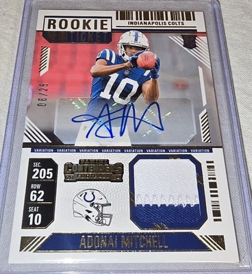 2024 Panini Contenders Adonai Mitchell RC ROOKIE TICKET PATCH AUTO RPA #/25 - Image 1 of 4