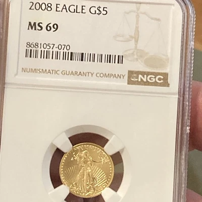 2008 GOLD 1/10 Eagle $5. NGC MS69.  Grab Your Gold.  Only Goin Up! - Image 1 of 3
