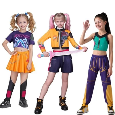Kids Girls K-Pop Demon Hunters Rumi Zoey Mira Cosplay Costume Dress Book Week - image 1 of 4