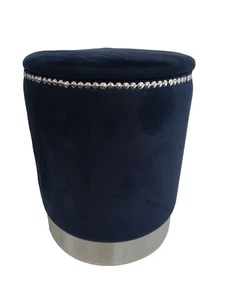Modern Blue Velvet Storage Foot Stool Matalan 43x35cm G5 Y306 - Picture 1 of 9