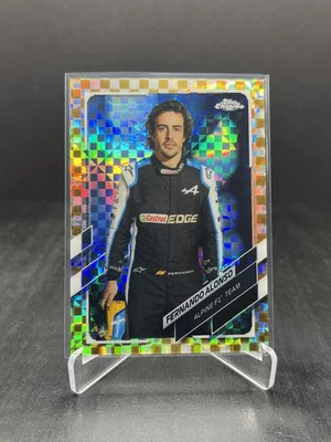 2021 Topps Chrome Formula 1 F1 Fernando Alonso Portrait Gold Checker 27/50 #9 - Image 1 of 2