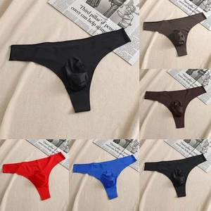 2) Seamless Ice Silk Underpants Mens Low Waist Briefs Sexy Bulge Pouch - Picture 1 of 24