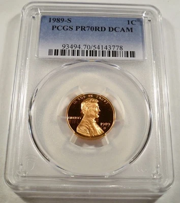 1989-S 1c PCGS PR70RD DCAM LINCOLN CENT PROOF DEEP CAMEO RED PR 70 DC - Image 1 of 4