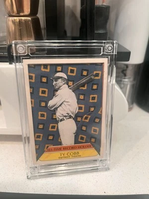 Tarjeta de bata final de estancia hospitalaria de fusión de camiseta Ty Cobb del Salón de la Fama RARA Foto 1 de 4