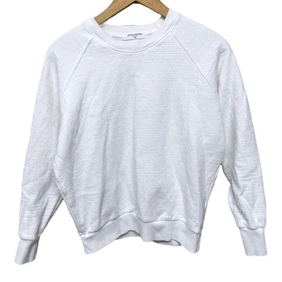 perfectwhitetee ALLMAN Sweatshirt Women’s Size XS White 100%Cotton Textured Crew - Image 1 of 4