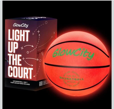 GLOW CITY GlowCity Glow in The Dark Basketball No. 7 - LED Light Up for Night Ball Games