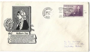 1934 FDC, MOTHER'S OF AMERICA, ANDERSON - Picture 1 of 1