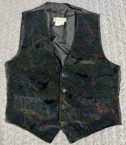 Vtg G. Gucci Spa 70’s/80's Paisley Velvet Vest-Men Size 52-Italy-Authentic-Rare! - Imagen 1 de 9