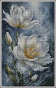 A gracefully blooming tulip 1557 Chart Counted Cross Stitch Pattern Needlework - Picture 1 of 5