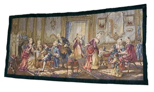 Antiker viktorianischer europäischer französischer Wandteppich Wandbehang Musik oder Salonzimmer - Bild 1 von 14