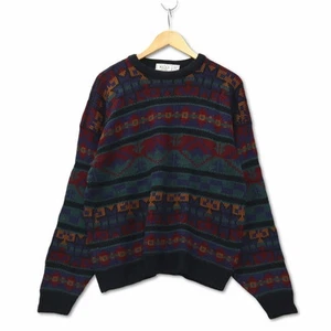 Sears THE MEN'S STORE AT Crew Neck Total Pattern Knit Sweater XL Shoulder Used 7 - Picture 1 of 4