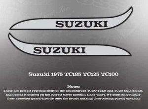 SUZUKI 1975 TC185 TC125 TC100 TANK DECALS GRAPHICS - Picture 1 of 1