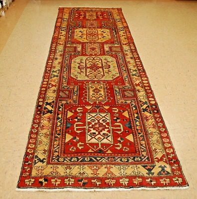 c1930s ANTIQUE SHIRVAN_KAZAK DESIGN FINE CAUCASIAN RUG 3.8x11.4 RUNNER_LONG RUG - Image 1 of 4