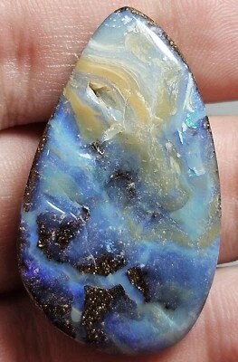 Polished Boulder Opal Quilpie Blue Green 48.7 Carat Lapidary Specimen Australian - Image 1 of 4