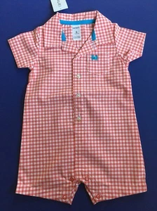 BABY/INFANT BOY RED & WHITE 'CARTER'S' COTTON ROMPER 2 SZS AVAIL NWT! - Picture 1 of 9