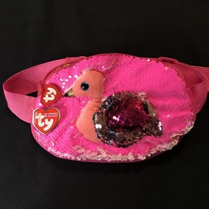 Ty Beanie Boo Flamingo Bolsa Moneda Cartera Lentejuelas Rosa Bolso Cintura Fanny Pack Niñas - Imagen 1 de 4