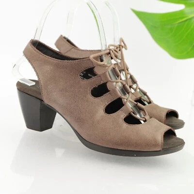 Munro Womens Jille Sandal Size 6 Brown Leather Block Heel Lace Up Gladiator Shoe - Image 1 of 4