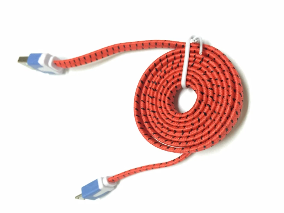 3 FT braided Flat Micro USB Charging cable for Android Devices Samsung, LG - Image 1 of 1