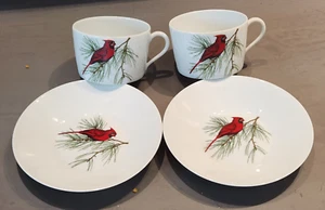 2 Porcelaine de Paris, Red Cardinal Cups and Saucers-Limoges Paris - Picture 1 of 12