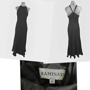 Vtg 90s Y2K Geary Roark Kamisato Dress Black Sheen Evening Slight Mermaid Hem 10 - Picture 1 of 16