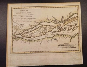Map CANADA Ile d´Orleans -Quebec Fleuve Saint Laurent 1744 from Charlevoix s - Picture 1 of 9