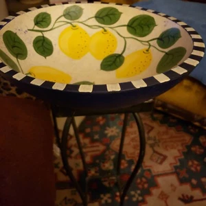 Sherwood Forest Lemons Hand Painted Wood Salad Serving Bowl - Picture 1 of 2